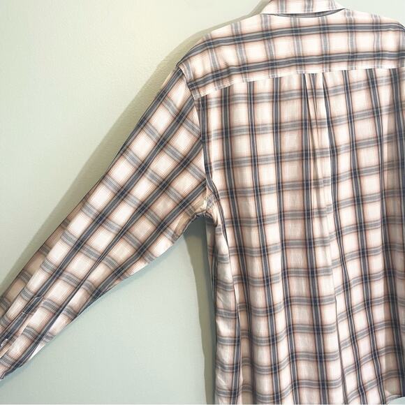 Joseph Abboud Cotton Plaid Collared Long Sleeve Button Down Shirt Brown XL - Picture 3 of 13